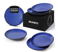 MIAMIO - Ensemble d'assiettes 6 en céramique grès pour la table - Collection Le Papillon (Bleu, 21 cm)