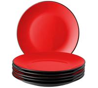 MIAMIO - Ensemble d'assiettes 6 en céramique grès pour la table - Collection Le Papillon (Rouge, 26 cm)