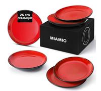 MIAMIO - Ensemble d'assiettes 6 en céramique grès pour la table - Collection Le Papillon (Rouge, 26 cm)