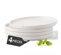 MIAMIO - Ensemble d'assiettes plates en céramique pour 4 personnes pour le | Ensemble d'assiettes plates en céramique pour 4 personnes/Vaisselle en céramique 4 pièces, assiettes modernes en grès