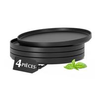 MIAMIO - Ensemble d'assiettes plates en céramique pour 4 personnes/Vaisselle en céramique 4 pièces, assiettes modernes en grès - Collection Luxe (Noir, Grande assiette (4x))