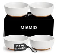 MIAMIO - Ensemble de 4 bols à soupe en céramique de 820 ml/Ensemble de bols à céréales pour salade, avoine, fruit, riz - Collection Aura (Cacao Crémeux, Bols (4x))