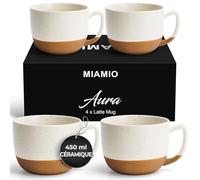 MIAMIO - Ensemble de 4 tasses à latte en céramique de 450 ml Élégant ensemble modernes pour le café, le latte, le thé- Collection Aura (Cacao Crémeux, Tasse à café (4x))