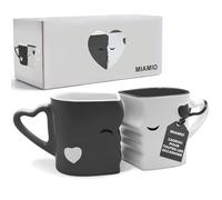 MIAMIO - Ensemble de Tasse à café Bisous en Céramique (Gris)