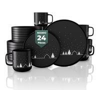 MIAMIO - Ensemble de Vaisselle de Noël 24 Pièces/Ensemble de Plats de Noël avec Tasses au Design Minimaliste pour les Fêtes (Service pour 8) - Collection Vinter