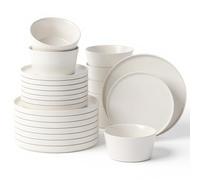 MIAMIO - Ensemble de vaisselle moderne en grès Luxe - Blanc - 24 pièces - Passe au lave-vaisselle et au micro-ondes - Service de vaisselle pour 8 personnes