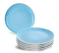 MIAMIO - Lot de 6 Assiettes 20 cm Grès Céramique - Petites Assiettes pour Petit-déjeuner, Dessert et Entrées - Vaisselle Moderne Bleu - Collection Lumera, Compatible Lave-vaisselle et Micro-ondes