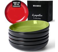 MIAMIO - lot de 6 assiettes creuses 900 ml - Le Papillon (Multicolore)