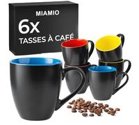 MIAMIO Lot de 6 tasses à café en céramique 350 ml Le Papillon (Multicolore)