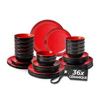 MIAMIO - Service de table 12 personnes/Service de table en grès 36 pièces, service de table en grès, ensemble de bols et d'assiettes - Collection Le Papillon