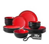 MIAMIO - Service de table 6 personnes/Service de table en grès 18 pièces, service de table en grès, ensemble de bols et d'assiettes - Collection Le Papillon