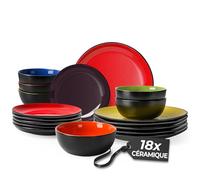 MIAMIO - Service de table 6 personnes/Service de table en grès 18 pièces, service de table en grès, ensemble de bols et d'assiettes - Collection Le Papillon