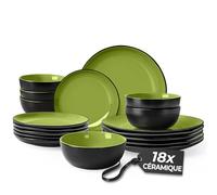 MIAMIO - Service de table 6 personnes/Service de table en grès 18 pièces, service de table en grès, ensemble de bols et d'assiettes - Collection Le Papillon