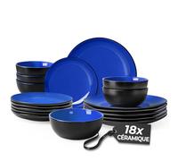 MIAMIO - Service de table 6 personnes/Service de table en grès 18 pièces, service de table en grès, ensemble de bols et d'assiettes - Collection Le Papillon