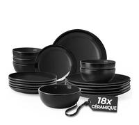 MIAMIO - Service de table 6 personnes/Service de table en grès 18 pièces, service de table en grès, ensemble de bols et d'assiettes - Collection Le Papillon