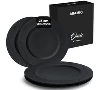 MIAMIO - Set 4 assiettes dessert céramique (23 cm) - Oasis (Noir)