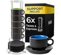 MIAMIO - 6 x 75 ml Ensemble tasses à expresso en grès tasse expresso en céramique tasse a cafe expresso - Le Papillon Collection (Colore)