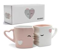 MIAMIO - Set de 2 tasses à café en céramique (300 ml) (Rose)