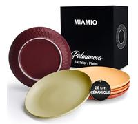 MIAMIO - Set de 6 assiettes/Set d'assiettes modernes en céramique/grès - Collection Palmanova (Rouge, 26 cm)