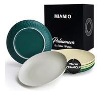 MIAMIO - Set de 6 assiettes/Set d'assiettes modernes en céramique/grès - Collection Palmanova (Vert, 26 cm)
