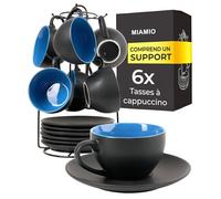 MIAMIO Set de 6 tasses à cappuccino en céramique 175 ml Le Papillon (Bleu)