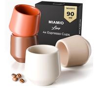 MIAMIO - Set de Tasses à Espresso de 4 pièces (90 ml) / Tasse à Espresso, Tasses à Espresso en Céramique, Tasses Sans Poignée, Tasses à Thé Japonaises - Collection Luxe (Beige Pastel)