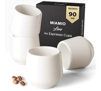 MIAMIO - Set de Tasses à Espresso de 4 pièces (90 ml) / Tasse à Espresso, Tasses à Espresso en Céramique, Tasses Sans Poignée, Tasses à Thé Japonaises - Collection Luxe (White)