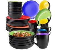 MIAMIO - Vaisselle céramique 30 pièces - Le Papillon (Multicolore) | Service de table en grès pour 6 personnes, grandes et petites assiettes, bols et tasses, lave-vaisselle