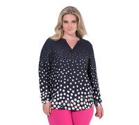 MIAMODA Femme Grandes Tailles Blouse Coupe Regular Fit, Manches Longues et Motif Pois avec dégradé Noir 54 844066100-52