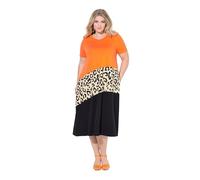 MIAMODA Femme Grandes Tailles Robe Coupe évasée, imprimé Animal, Esprit « Colour Block » Mandarine 54 843217650-52