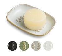 Miamolo Porte-savon pour douche, porte-savon en céramique pour grande barre de savon, shampooing ou éponge, porte-savon de douche, plateau économiseur de savon pour salle de bain et cuisine, facile à