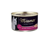 Miamor Feine Filets en gelée - nourriture humide pour chats poulet avec jambon et rizboîte de 100g