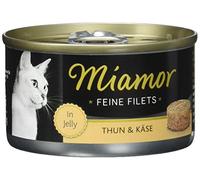 MIAMOR Filets Fins en gelée - Nourriture Humide pour Chats Adultes avec Morceaux de Filet en gelée - Complément Alimentaire Faible en Gras dans Une boîte sans additifs - 24 x 100 g de Thon et de