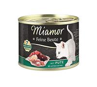MIAMOR - Nourriture Humide pour Chats Adultes avec 7 variétés de Viande et d'abats - Nourriture complète sans céréales avec Taurine dans Une boîte sans additifs artificiels - 12 x 185 g de Dinde