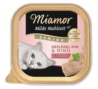MIAMOR - Nourriture Humide pour Chats âgés - avec Morceaux de Filet de volaille - Complément Alimentaire Facile à digérer dans Un Bol sans additifs - 16 x 100 g - Volaille Pure et bœuf
