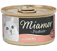 Miamor - Pâtée | Nourriture Humide pour Chats Adultes avec Taurine Naturelle - Aliment Complet sans céréales en boîte sans soja ni additifs artificiels - 12 x 85 g de Saumon