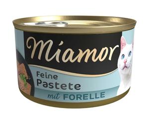 MIAMOR - Pâtée | Nourriture Humide pour Chats Adultes avec Taurine Naturelle - Aliment Complet sans céréales en boîte sans soja ni additifs artificiels - 12 x 85 g pour Truite