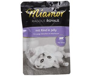 MIAMOR - Ragout Royale in Jelly - Chaton | Nourriture Humide pour Chats avec Morceaux de Ragout | Nourriture complète en Sachet fraîcheur sans soja, colorants et conservateurs | 22 x 100 g de bœuf