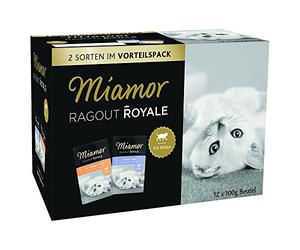 MIAMOR - Ragout Royale in Jelly Multibox Kitten | Nourriture Humide pour Enfants Chats avec Morceaux de ragoût. Aliment Complet dans Un Sachet fraîcheur sans soja, colorants et conservateurs | 4 x 12