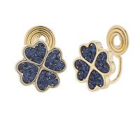 Miancheng Boucles d'oreilles à clip en argent sterling 925 avec zircon bleu foncé à quatre trèfles sans trous d'oreille pour femmes, filles (12 mm)