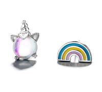 Miancheng Boucles d'oreilles asymétriques en argent sterling 925 en forme de licorne, arc-en-ciel, petites boucles d'oreilles pour adolescentes, filles, enfants, bébés