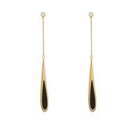 Miancheng Boucles d'oreilles longues en argent sterling 925 avec pendentif en forme de goutte noire pour femme et fille, Argent sterling