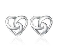 Miancheng Petites boucles d'oreilles à tige en argent sterling 925 en forme de cœur creux pour femmes, filles, adolescentes, tout-petits (9 mm)