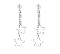 Miancheng Petites boucles d'oreilles pendantes en argent avec deux étoiles pour femmes et filles