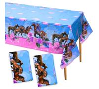 MIANRUII Lot de 2 nappes à thème cheval sur le thème du denim, adaptées pour les fêtes d'anniversaire, les femmes célibataires, les fêtes prénatales en denim, les événements sportifs en denim