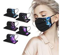 MianYaLi 50 Pièces Masque Facial Adulte Protection jetable de la Bouche et du Nez avec Motif Papillon Imprimé Bandana Masque 3 Plis Contre la poussière Foulards en Tissu Multifonctionnel Foulards