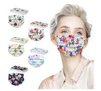 MianYaLi Adultes Masques_jetables,Girly Masque_Facial pour Femme avec Motif en Dentelle,Protection Respirante à 3 Couches,Boucles d'oreille réglables &Fil de Nez (#10)