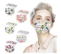 MianYaLi Adultes Masques_jetables,Girly Masque_Facial pour Femme avec Motif en Dentelle,Protection Respirante à 3 Couches,Boucles d'oreille réglables &Fil de Nez (#09)