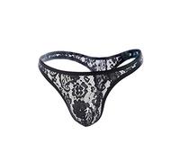 MianYaLi Ensemble De Lingerie Knickers Hommes Lace Low-Waisted Briefs Lingerie Slips Sexy Pantalon sous-vêtements (Black, XL)