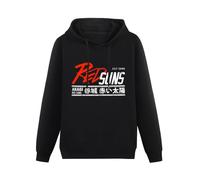 MIAOCHEN Initial D Red Suns Kanji Poster Logo Akagi Anime Tops Man Sport Wear Hoodie Black L